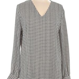 Adrianna Papell Houndstooth Blouse Long Sleeve